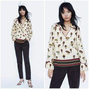 💕ZARA💕 Long Sleeve Blouse ~ Hot Air Balloon Print Small